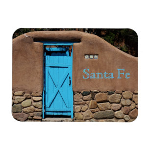 Santa Fe New Mexico Adobe en Blue Deuren Magnet Magneet