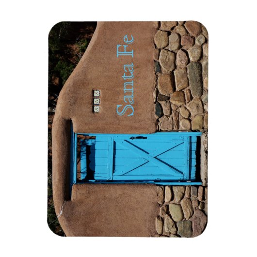 Santa Fe New Mexico Adobe en Blue Deuren Magnet Magneet (Verticaal)