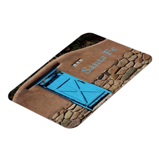 Santa Fe New Mexico Adobe en Blue Deuren Magnet Magneet (Linkerzijde)