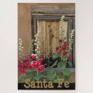 Santa Fe New Mexico Adobe, Holly Hocks & Window Legpuzzel