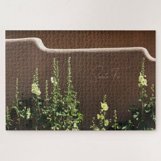 Santa Fe New Mexico Adobe & Hollyhocks Schilderach Legpuzzel (Horizontaal)