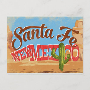 Santa Fe New Mexico Cartoon Desert Vintage Travel Briefkaart