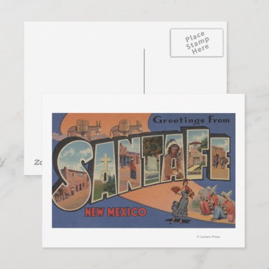 Santa Fe, New Mexico - Grote Letter-scènes Briefkaart (Voorkant / Achterkant)