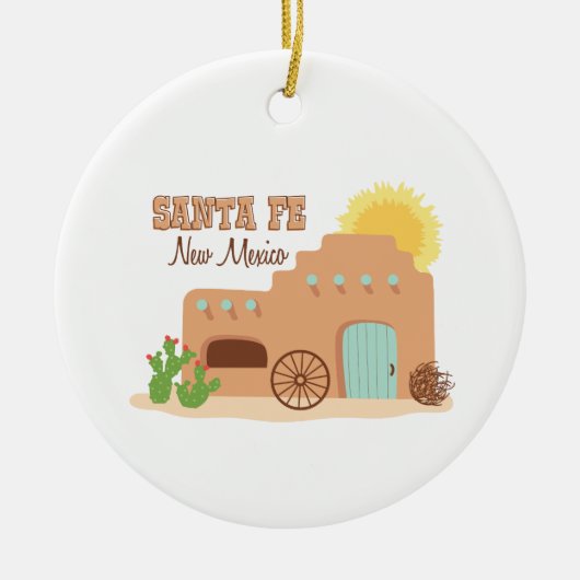 Santa Fe New Mexico Keramisch Ornament (Voorkant)