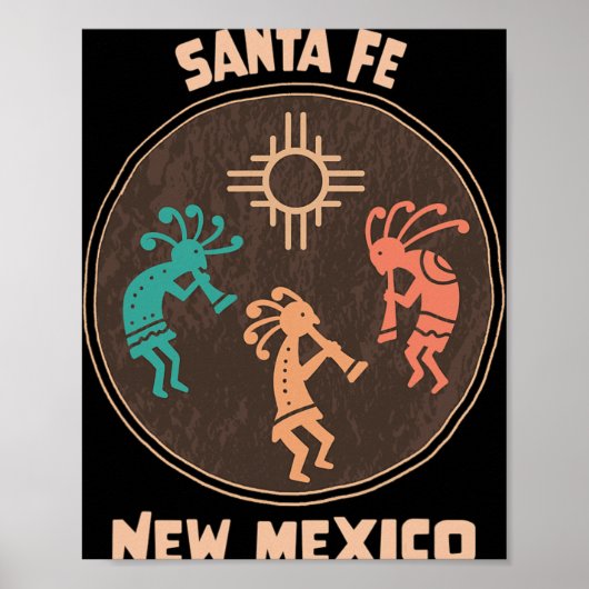 Santa Fe New Mexico Kokopelli Vacation Souvenir  Poster (Voorkant)