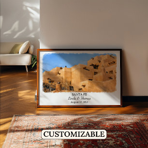 Santa Fe New Mexico Poster, Aquarel, Op Maat Poster