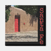 Santa Fe New Mexico Red door en Adobe Magnet (Voorkant)