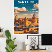 Santa Fe New Mexico Retro Reis Poster (Thuiskantoor)