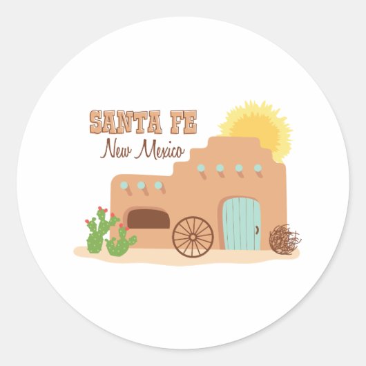 Santa Fe New Mexico Ronde Sticker (Voorkant)