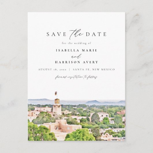 SANTA FE New Mexico Skyline Bewaar de datum Briefkaart (Voorkant)