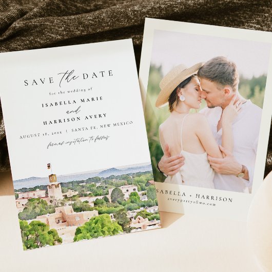 SANTA FE New Mexico Skyline Bewaar de datum Kaart