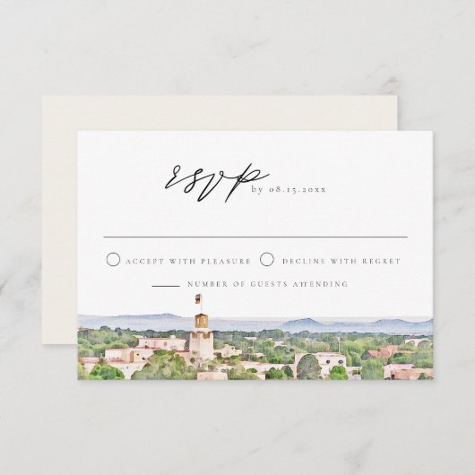 SANTA FE New Mexico Skyline Wedding RSVP Kaart (Voorkant / Achterkant)