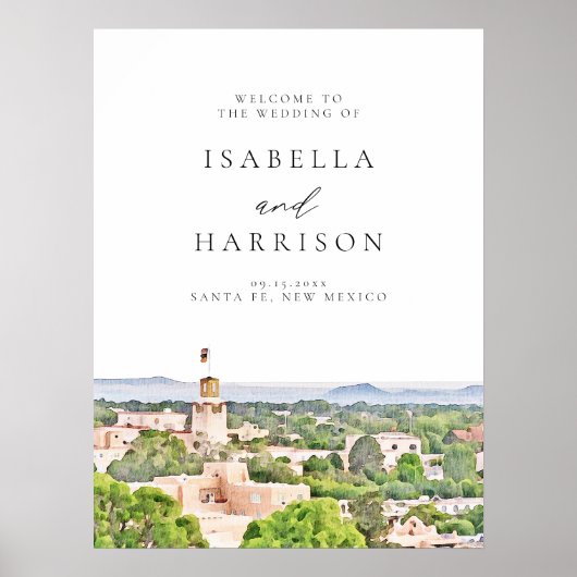 SANTA FE New Mexico Skyline Wedding Welkom Poster (Voorkant)