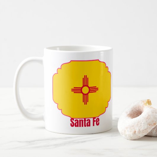 Santa Fe New Mexico Staatsvlag Zia Zon Koffiemok (Met donut)