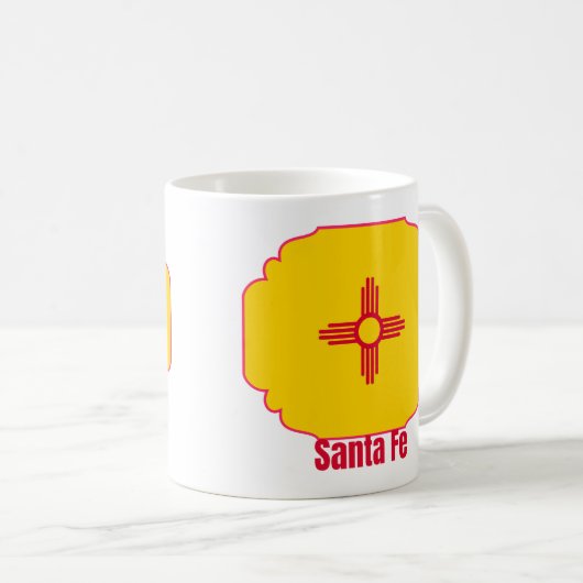 Santa Fe New Mexico Staatsvlag Zia Zon Koffiemok (Voorkant rechts)