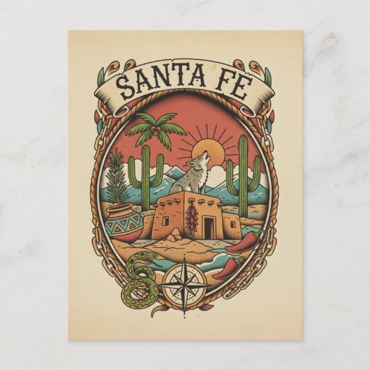 Santa Fe New Mexico Travel Briefkaart (Voorkant)