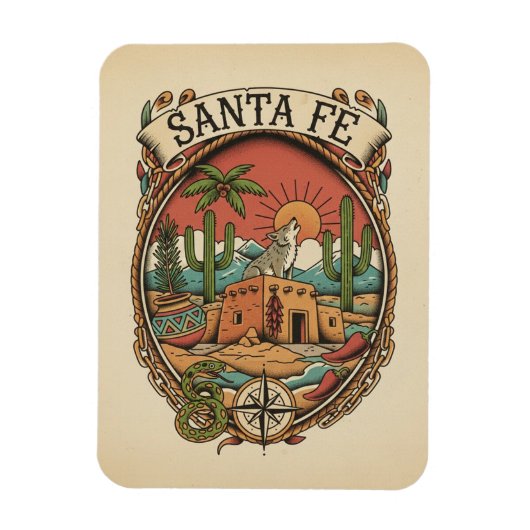 Santa Fe New Mexico Travel Magneet (Verticaal)