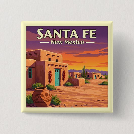 Santa Fe New Mexico Vierkante Button 5,1 Cm (Voorkant)