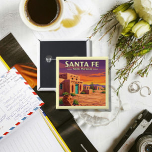 Santa Fe New Mexico Vierkante Button 5,1 Cm