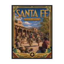 Santa Fe New Mexico Vintage Art Deco Gouden Tijdpe