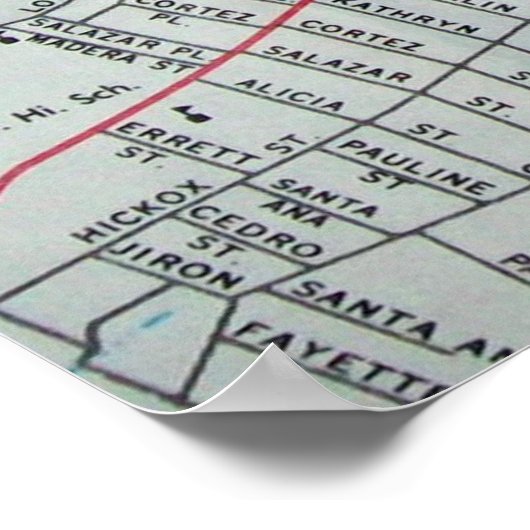 Santa Fe, NM  Map Poster (Hoek)