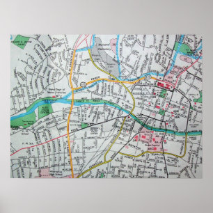 Santa Fe, NM Map Poster