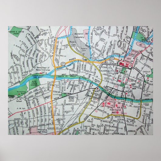 Santa Fe, NM  Map Poster (Voorkant)