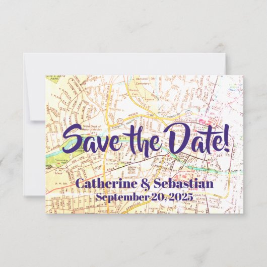 Santa Fe, NM  Map Save The Date (Voorkant)
