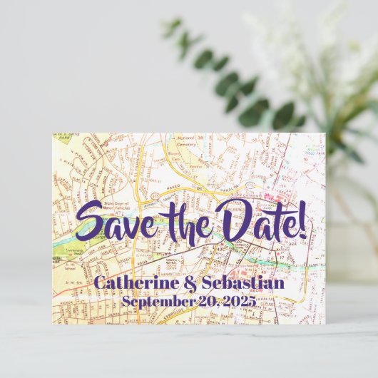 Santa Fe, NM Map Save The Date (Staand voorkant)