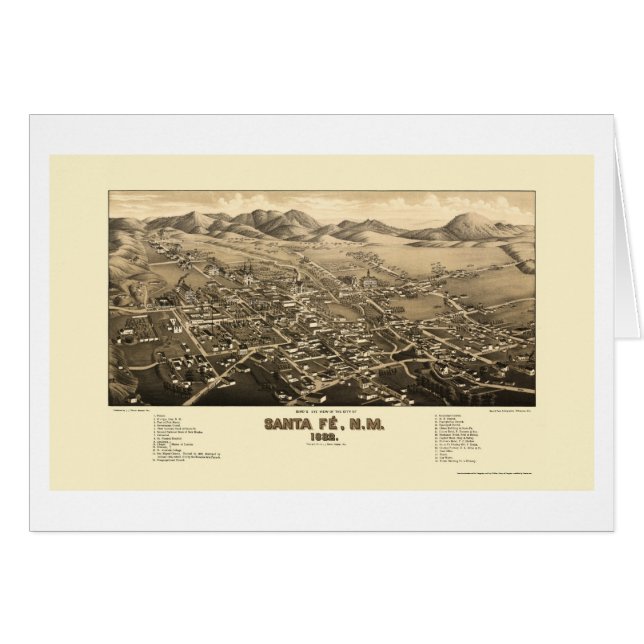 Santa Fe, NM Panorama Map - 1882 (Voorkant Horizontaal)