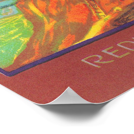 Santa Fe Oranje LabelRedlands, CA Poster (Hoek)