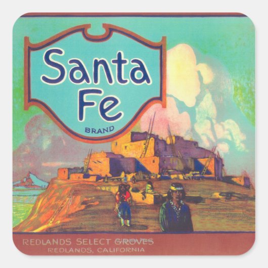 Santa Fe Oranje LabelRedlands, CA Vierkante Sticker (Voorkant)