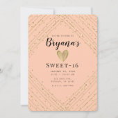 Santa Fe Pink & Gold Glitter Sweet 16 verjaardag Kaart (Voorkant)