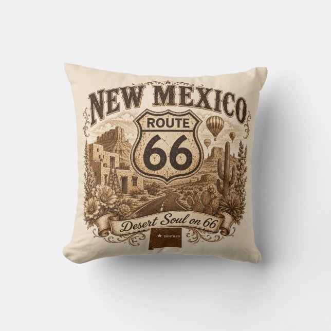Santa Fe Route 66 Amerikaanse Accent Kussen (Voorkant)