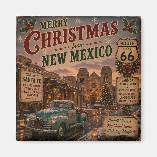 Santa Fe Route 66 Kerstcadeau Magneet (Voorkant)