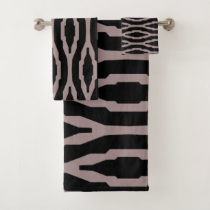 Santa Fe Roze & Zwarte Geometrische Moderne Patroo Bad Handdoek