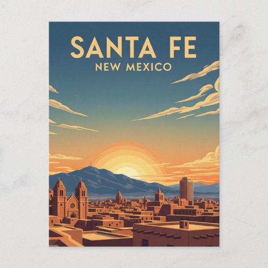 Santa Fe Silhouette New Mexico Reizen Briefkaart (Voorkant)