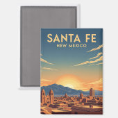 Santa Fe Silhouette New Mexico Reizen Magneet (Voorkant / Achterkant)