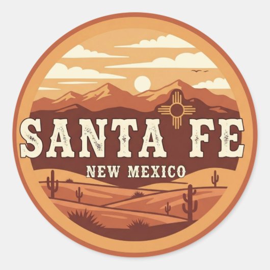 Santa Fe Skyline New Mexico Reizen Ronde Sticker (Voorkant)