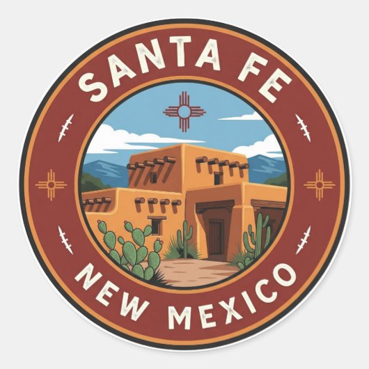 Santa Fe Skyline New Mexico Reizen Ronde Sticker (Voorkant)