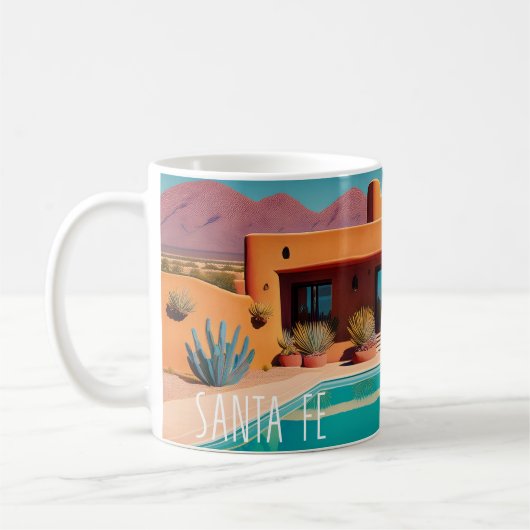 Santa Fe Sunrise – Retro Travel Mug Koffiemok (Links)