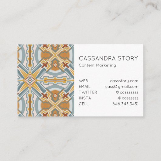 Santa Fe Tegels Earthy Boho Modern Pattern Visitekaartje (Achterkant)