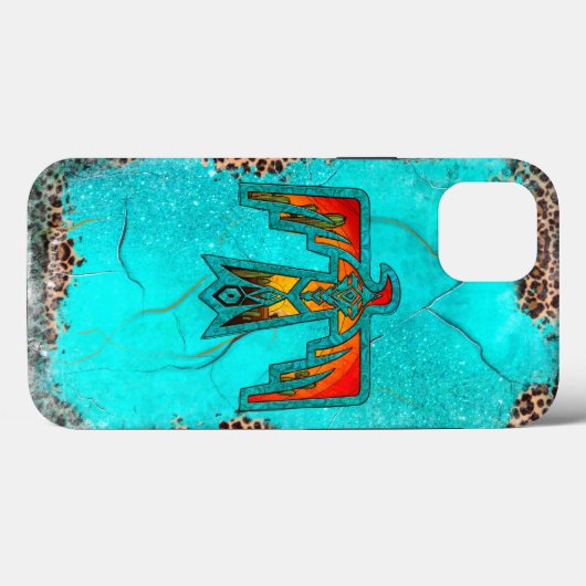 Santa Fe Thunderbird Turquoise Marble Leopard Case-Mate iPhone Case (Achterkant (horizontaal))