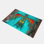 Santa Fe Thunderbird Turquoise Marble Leopard Deurmat (Schuin)