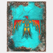 Santa Fe Thunderbird Turquoise Marble Leopard Fleece Deken (Voorkant)