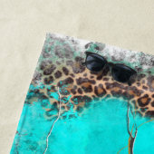 Santa Fe Thunderbird Turquoise Marble Leopard Strandlaken (In situ)