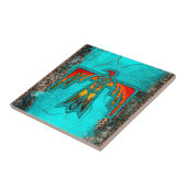 Santa Fe Thunderbird Turquoise Marble Leopard Tegeltje (Zijkant)