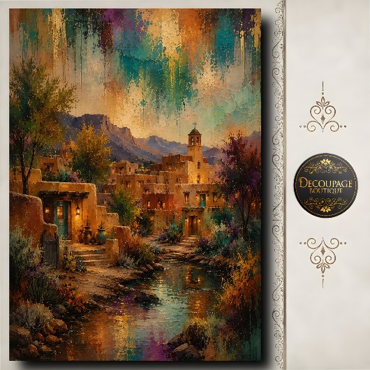 Santa Fe Village Decoupage Adobe Landschap Tissuepapier