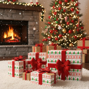 Santa Festive Stripes Cadeaupapier