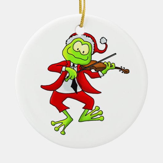 Santa Fiddle Frog Ornament (Voorkant)